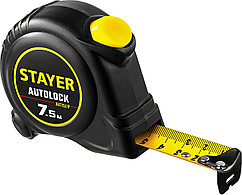 STAYER AutoLock, 7.5 м х 25 мм, рулетка с автостопом (2-34126-07-25)