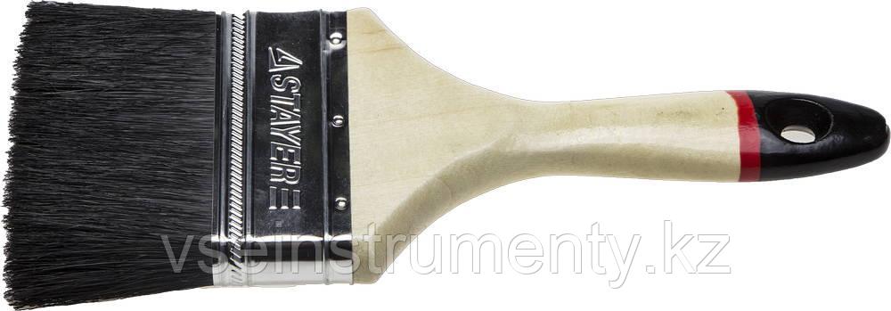 STAYER UNIVERSAL-EURO, 100 мм, 4″, чёрная натуральная щетина, деревянная ручка, все виды ЛКМ, плоская кисть, фото 1