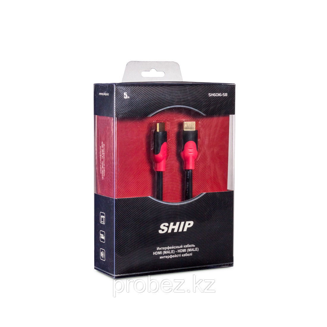 Интерфейсный кабель, SHIP, SH6016-5B, HDMI-HDMI, 30В, Блистер, Контакты с золотым напылением, 5 м, Чёрный