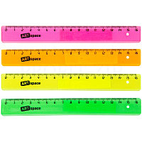 Линейка 16см ArtSpace, прозрачная флуоресцентная, ассорти