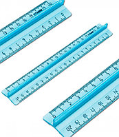 Линейка 20см СТАММ "Crystal", пластиковая, тонированный голубой, с держателем