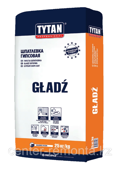 ШПАТЛЕВКА ГИПСОВАЯ GLADZ Титан Глатт 25кг