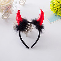 Ободок рога дьявола для хэллоуина красно черный