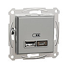 Розетка USB SE EPH2700361 Asfora A+С 2,4А механизм алюминий