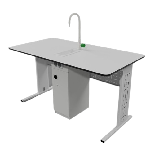 Стол лабораторный двухместный с раковиной, столешница постформинг 25мм. 1400х600х760 (h), фото 1