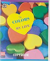 Тетрадь общая 48 листов в клетку сердечки