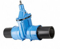 Чугунная клиновая задвижка с PE патрубками 200х225 мм PN 10