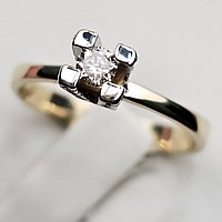 Золотое кольцо 17р с бриллиантами 0.15Ct 5/7 А, 0,07 кт 5/5 А