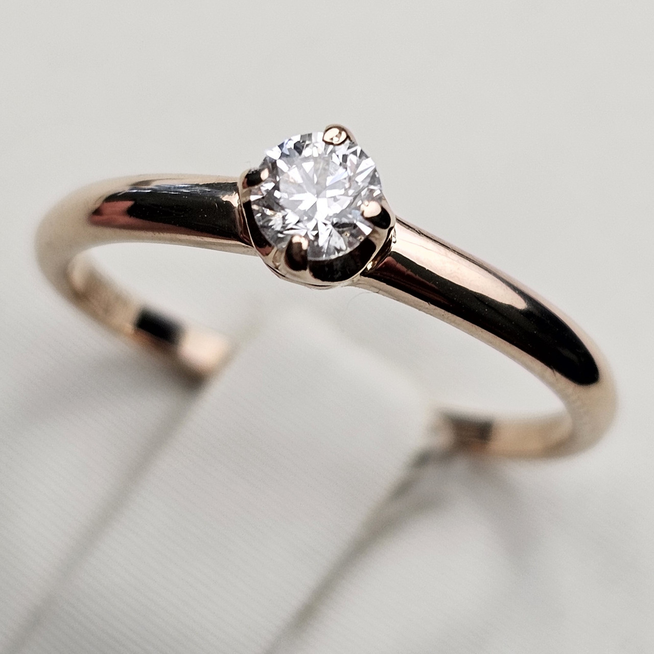 Золотое кольцо 17р с бриллиантами 0.19Ct 2/3 А, фото 1