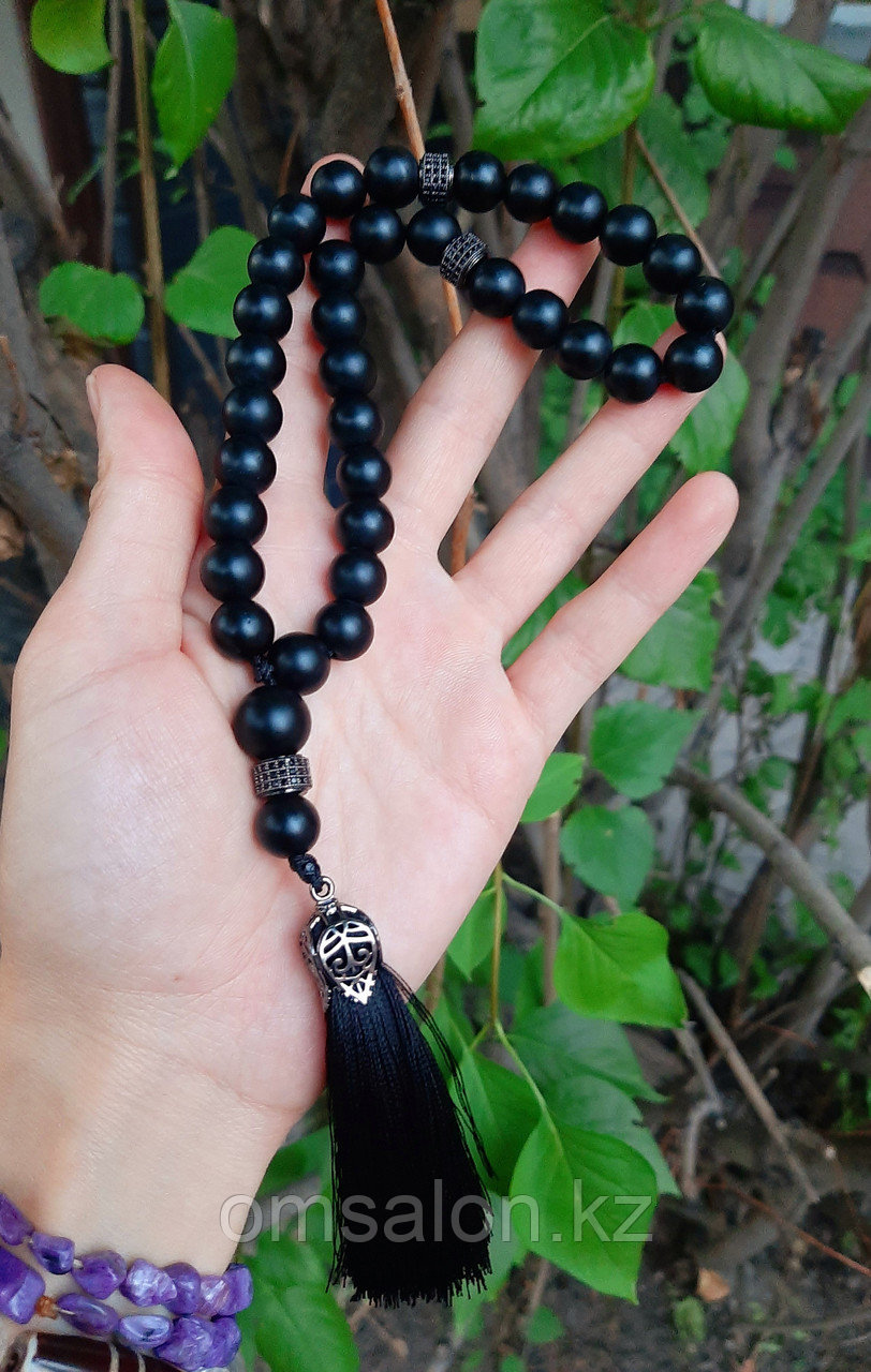 Четки из черного оникса, 33 бусины, фото 1