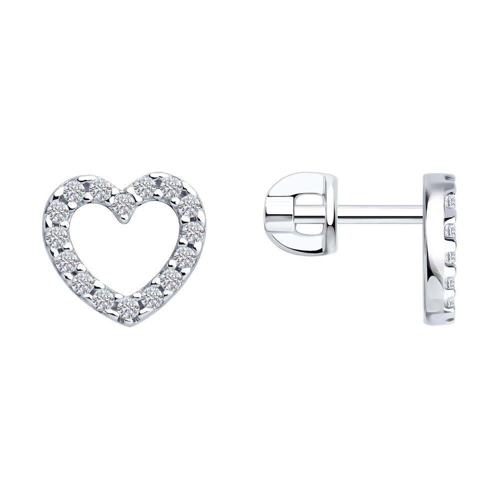 Серьги из серебра с фианитами Diamant 94-122-02257-1 серебро с родием коллекц. PRESENT, фото 1