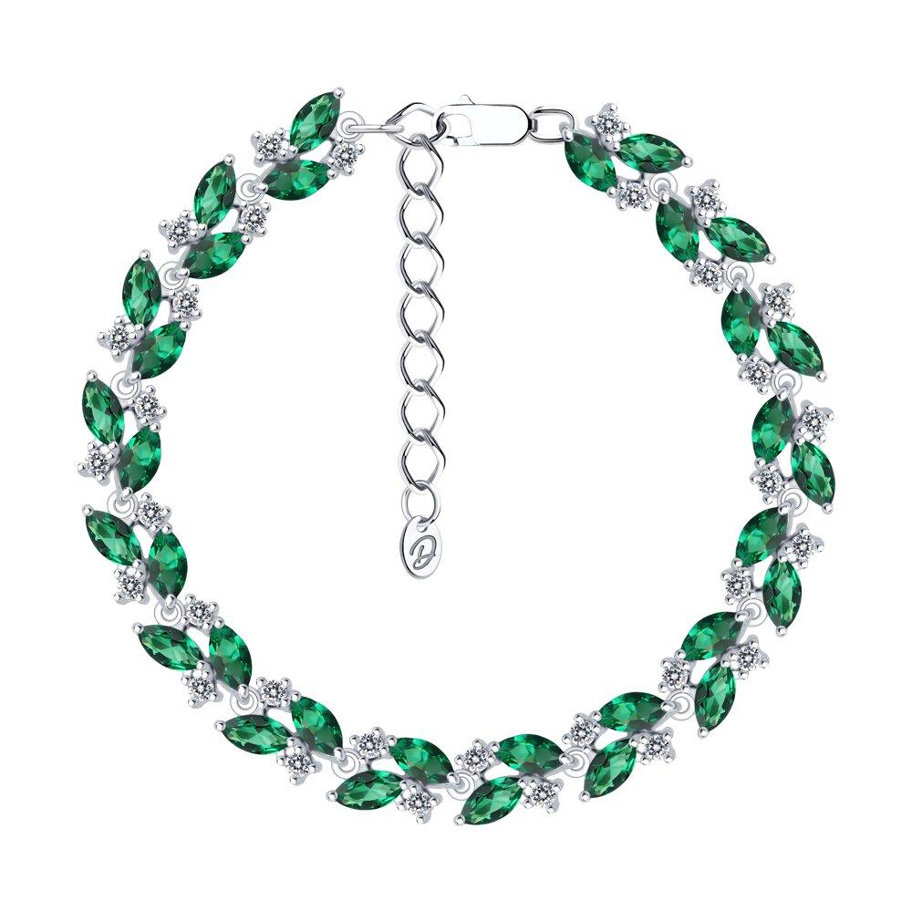 Браслет из серебра с ситаллами и фианитами Diamant 94-350-02173-2 серебро с родием, фото 1
