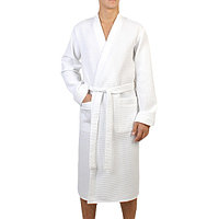 Белый отельный вафельный халат, мужской, воротник шалька.