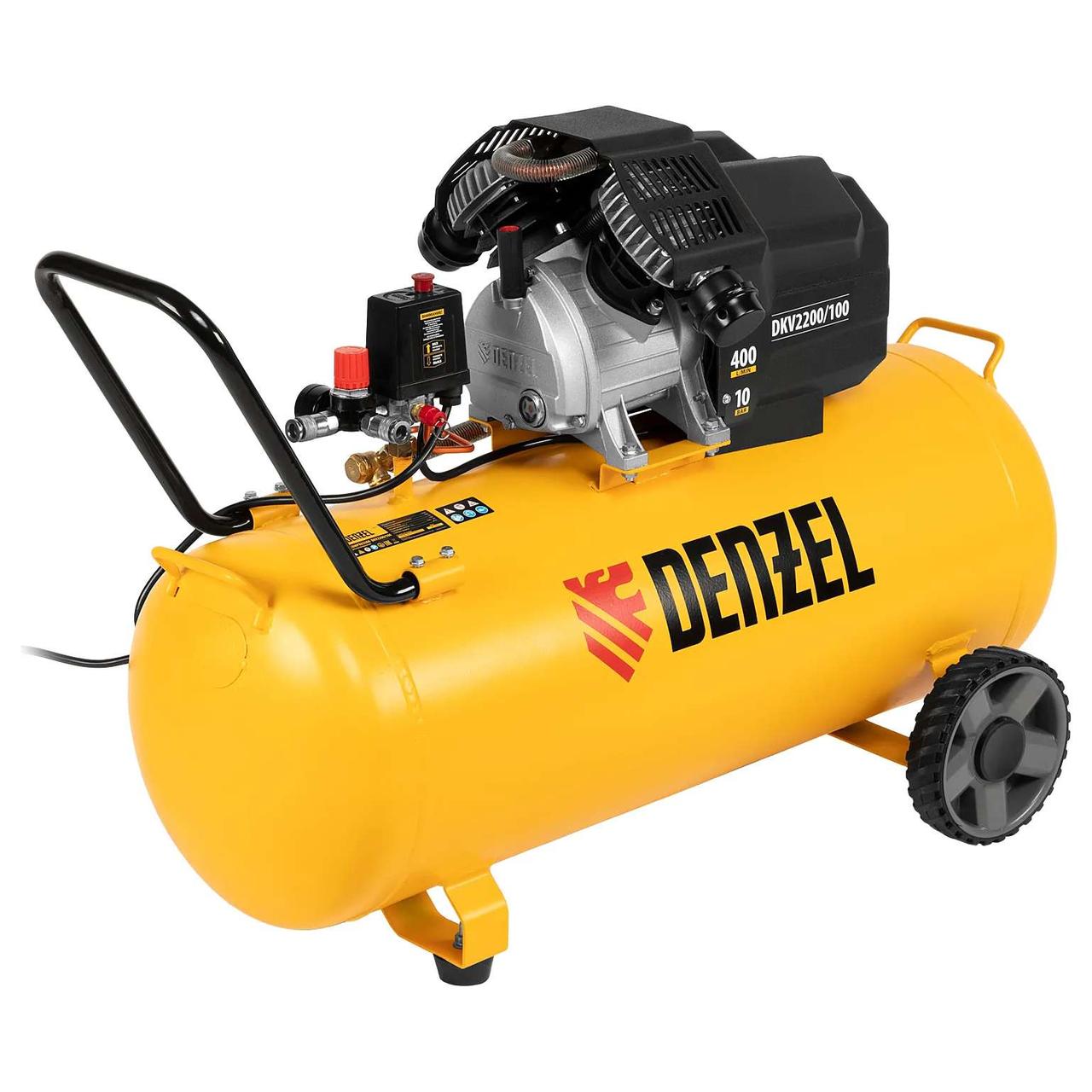 Воздушный компрессор Denzel DKV2200/100 Х-PRO 2.2кВт 400л/мин 100л 58079