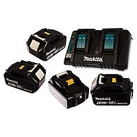 Набор аккумуляторов Makita BL1860B "LXT" 18V 6.0Ah Li-ion 4шт. + зарядное устройство DC18RD "LXT" 7.2-18V 9А