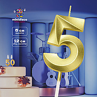 Свеча-цифра на торт "5" (золото)