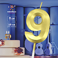 Свеча-цифра на торт "9" (золото)