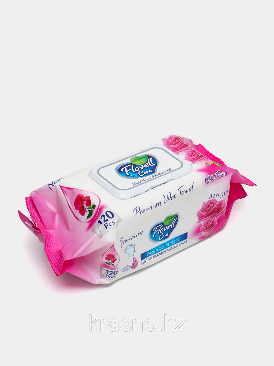 Салфетки влажные Flovell 120шт с крышкой Wild Rose