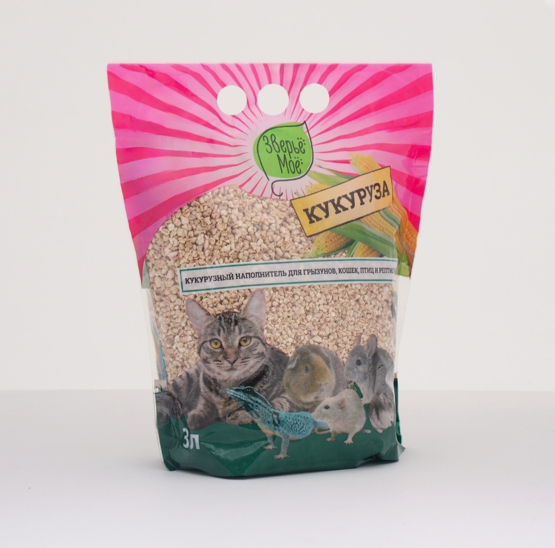 Наполнитель кукурузный Зверьё моё, 1,5 кг, фото 1