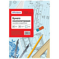Бумага масштабно-координатная, А3, 10 листов голубая сетка