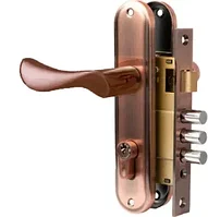 Замок врезной с ручкой LC-1603 AC DUET медь (15шт/коробка)