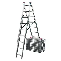 Лестница трехсекционная универсальная с дополнительной функцией KRAUSE CORDA 3x7 013378