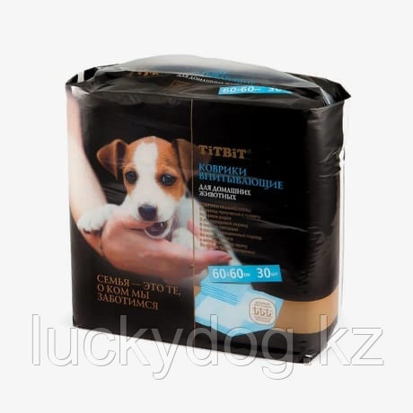 Коврики TiTBiT впитывающие для ухода за домашними животными 60х60 см 30 шт, фото 1