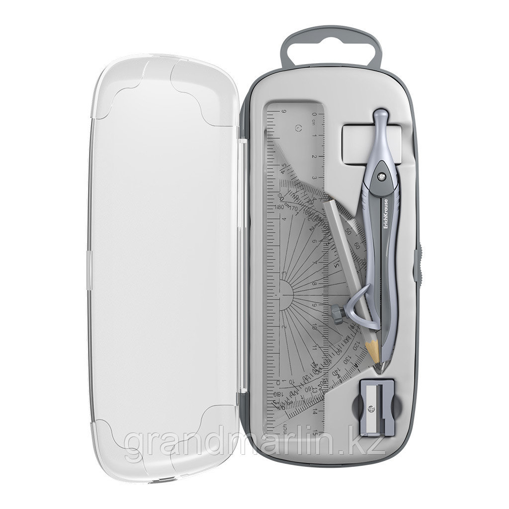 Готовальня ErichKrause Classic, 7 предметов, пенал, серый, фото 1