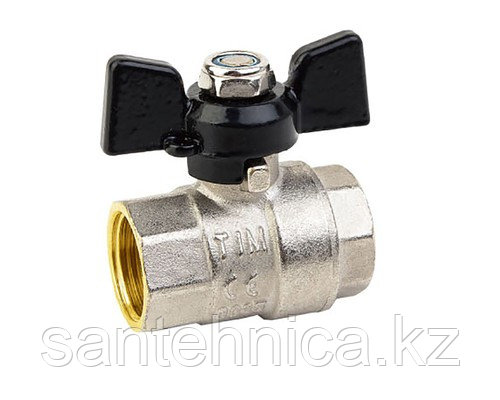 Кран шаровой латунь никель STRONG Ду20 (3/4") "ВР-ВР" бабочка TIM (15/60)