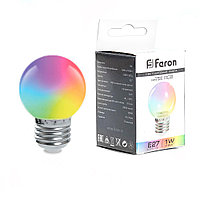 Лампа светодиодная Feron LB-371 Шар матовый E27 3W 230V RGB быстрая смена цвета