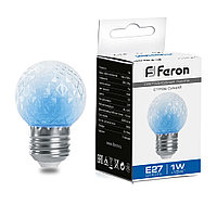 Лампа-строб Feron LB-377 Шарик прозрачный E27 1W 230V синий