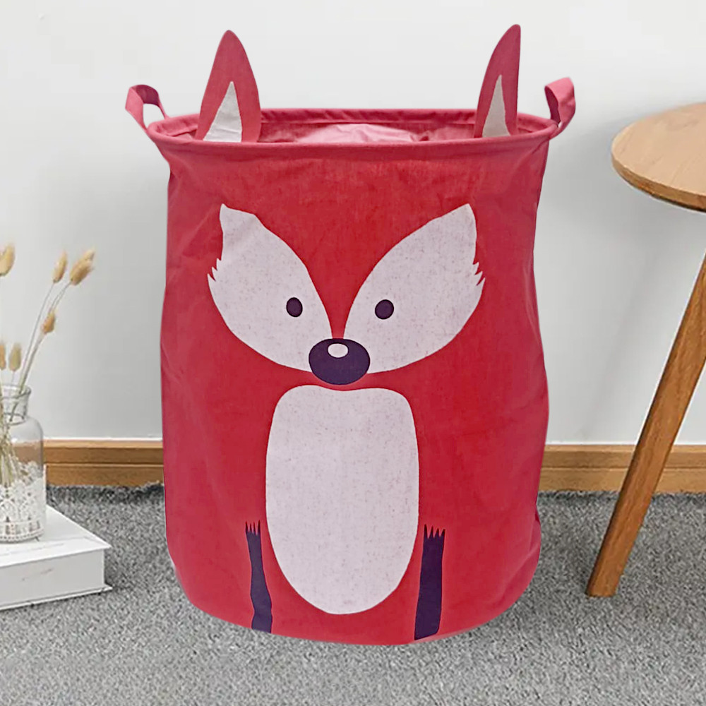 Корзина для игрушек круглая 50х40см красная лиса с ушами