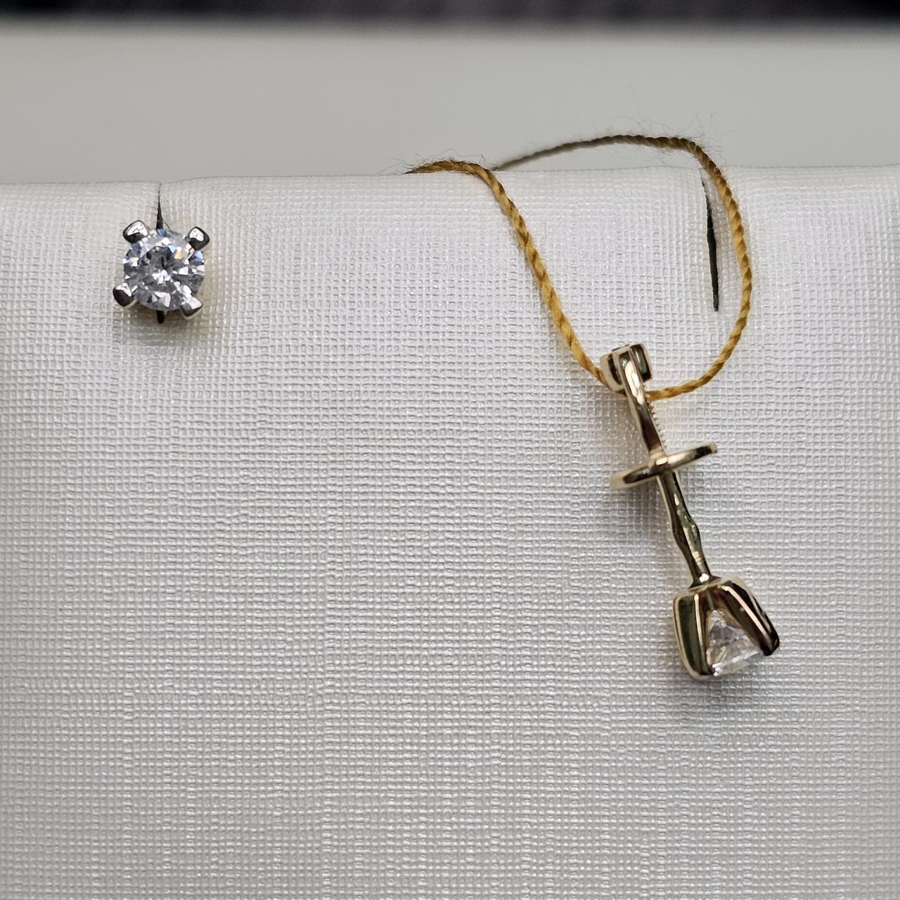 Золотые серьги с фианитами, ж/з1.36 гр, 585 проба