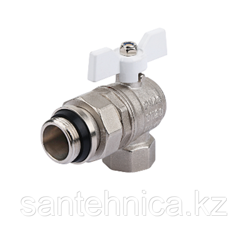Кран шаровой никель угл. Ду 15 (1/2") "П/М" с америк. ручка бабочка TIM БЫСТРОГО МОНТАЖА (18/72)