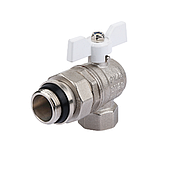 Кран шаровой никель угл. Ду 20 (3/4") "П/М" с америк. ручка бабочка TIM БЫСТРОГО МОНТАЖА (11/44)