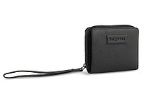 Кошелёк женский BUGATTI Elsa, с защитой данных RFID, чёрный, воловья кожа/полиэстер, 11х2,5х9 см