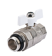 Кран шаровой никель прямой Ду 20 (3/4") "П/М" с америк. ручка бабочка TIM БЫСТРОГО МОНТАЖА (12/48)