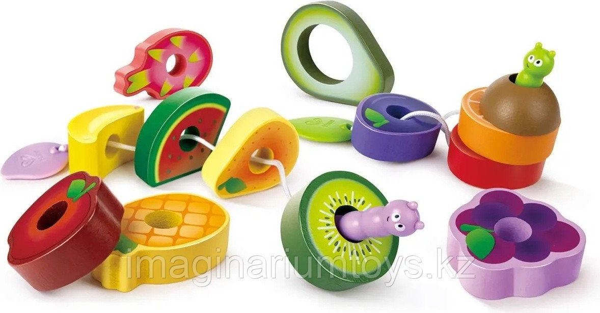 HAPE игрушка деревянная Шнуровка Веселые гусеницы