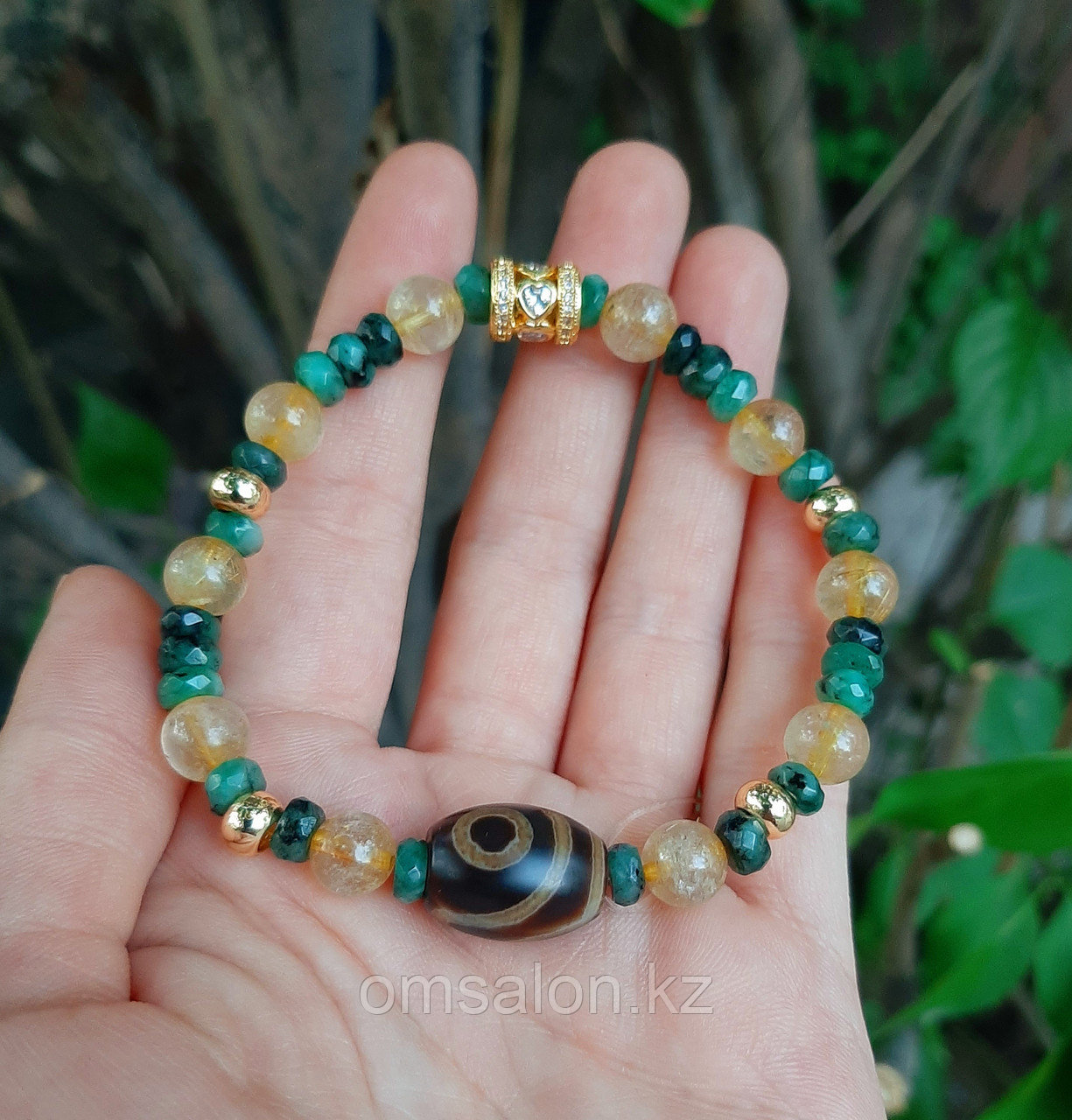 Браслет на любовь из изумруда и кварца Волосы Венеры, фото 1