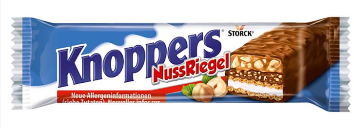Шоколадный батончик knoppers NutBar с Орехами 40 гр  (24шт-упак)