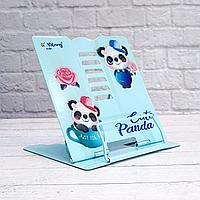 Подставка для книг металлическая 15.5х15х12.5см с пандами бирюзовая