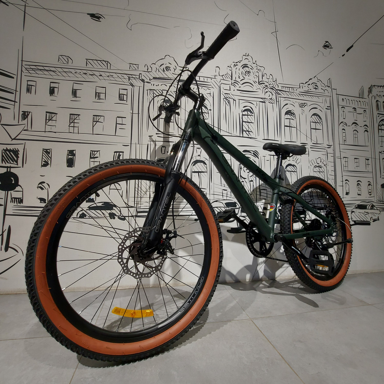Горный Велосипед "Grantel" для подростков. 24" колеса. 7 скоростей. MTB. Скоростной. Цвет - Хаки
