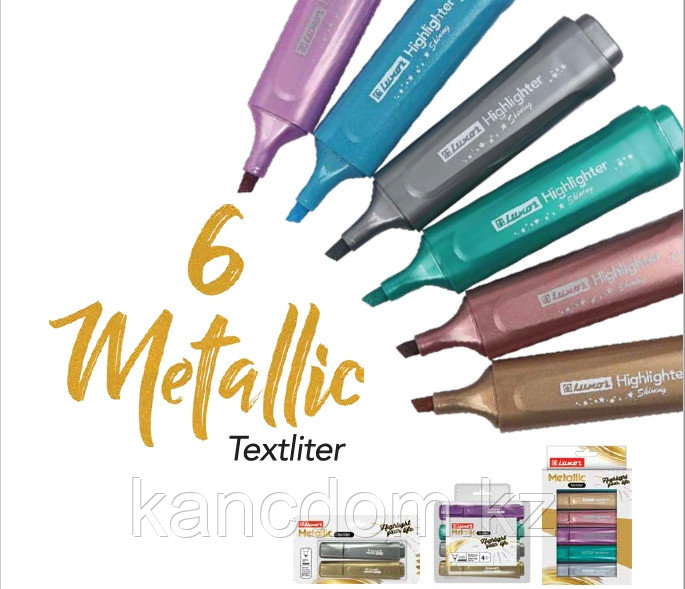 Маркер текстовыделитель 4шт LUXOR "Metallic" 4010M