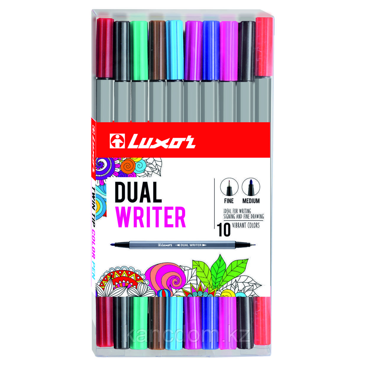 Ручка линер 10шт LUXOR "Dual Writer" 15400