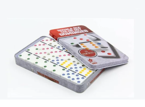 Домино цветное в железной банке 6 цветов