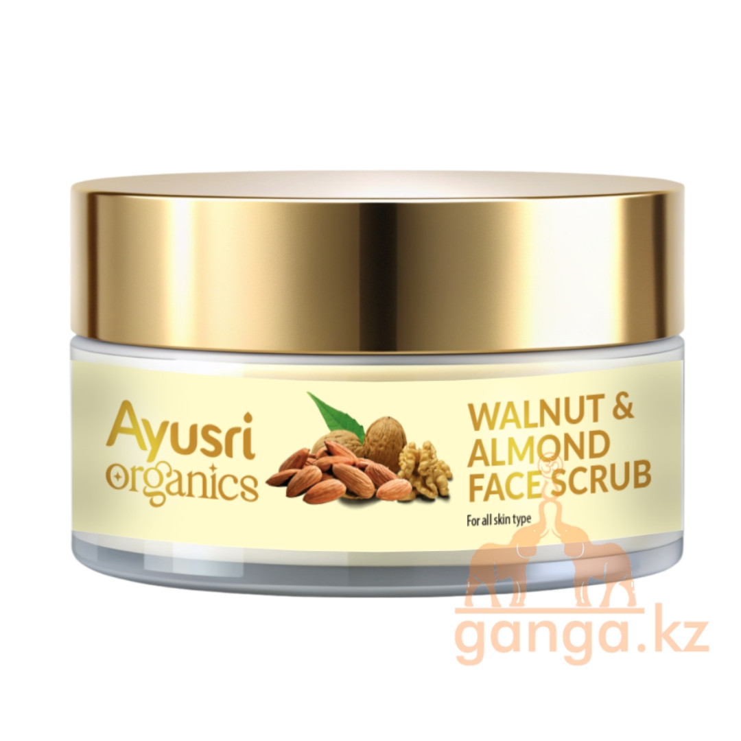 Скраб для лица с Грецким Орехом и Миндалем (Walnut and Almond face scrub AYUSRI), 50 гр