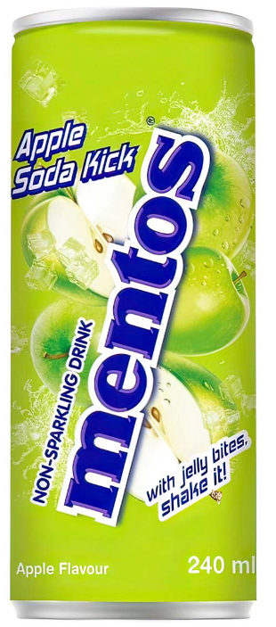Напиток Mentos со вкусом ЯБЛОКА 240 мл (24шт в упаковке)