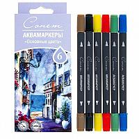 Набор аквамаркеров ЗХК "Сонет" "Основные цвета", двухсторонние, 6 цветов