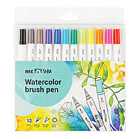 Набор акварельных маркеров MESHU 12цв., основные цвета