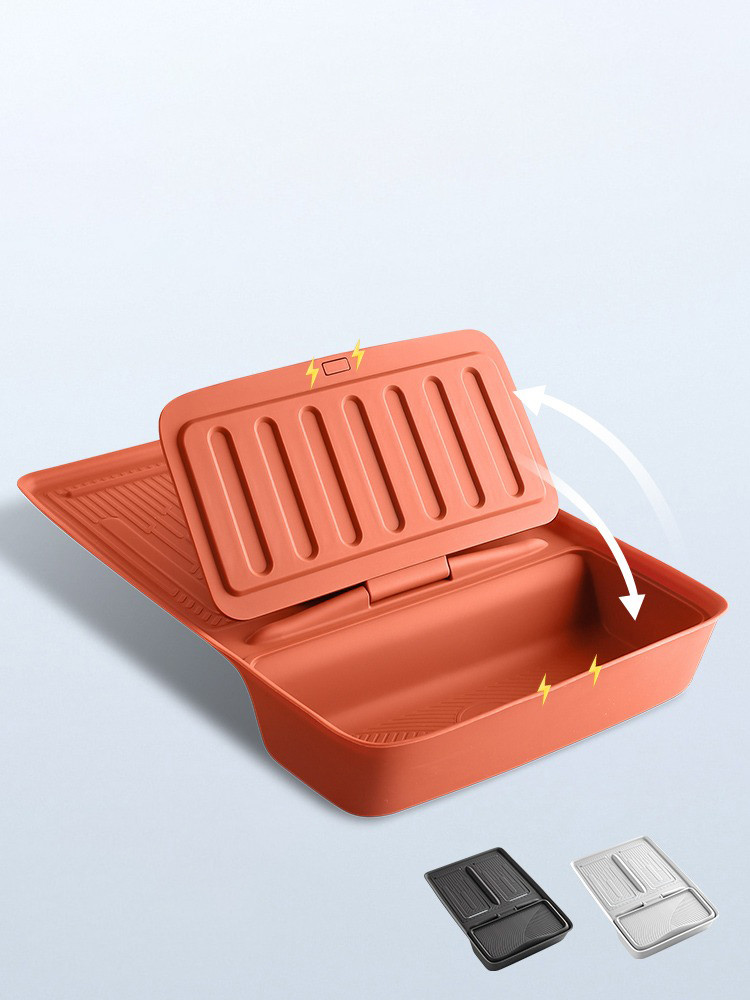 Силиконовая вставка на центральную консоль для беспроводной зарядки Lixiang L6,L7,L8,L9 оранжевого цвета,, фото 1